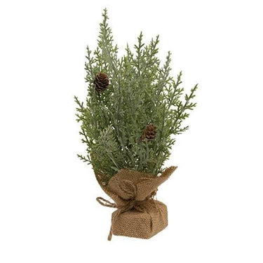 Frosted Woodland Cedar Tree w Burlap Base 12 - The Fox Decor